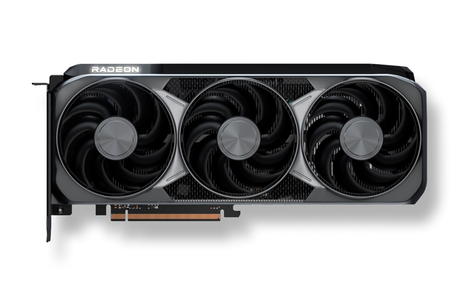 AMDのハイエンドグラフィックボード、Radeon RX 9070 XT。強力な冷却性能を持つ3連ファンを搭載したリファレンスモデル。