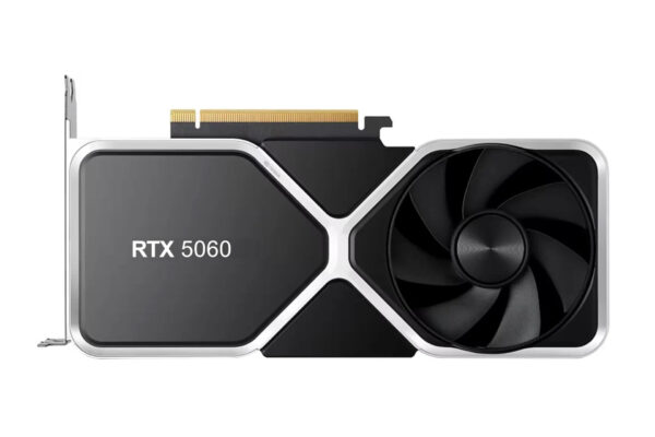 NVIDIAの次世代エントリーグラフィックボード、GeForce RTX 5060。電力効率に優れたコンパクトな2連ファン設計のコンセプトイメージ。