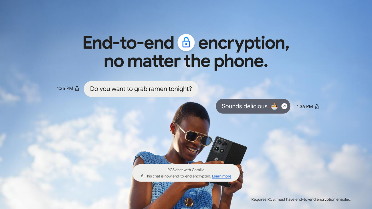 AndroidとiPhone間のRCS暗号化を示すGoogle公式イメージ