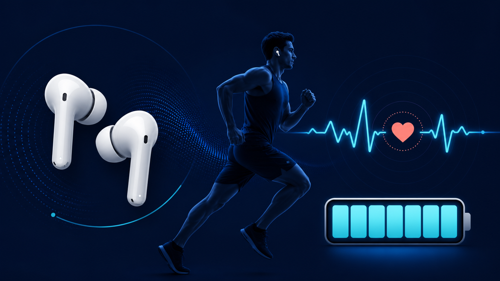 AirPods Pro 3の運動・心拍数センサー・バッテリーを示す概念図
